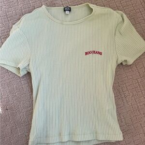 Urban Outfitters Light Green Ribbed Short Sleeve Tee